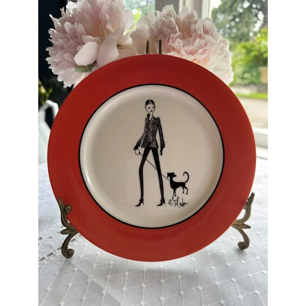 Ruben Toledo Nordstrom Designer Limited Ed 2002 Set 4 Orange Fashion Plates